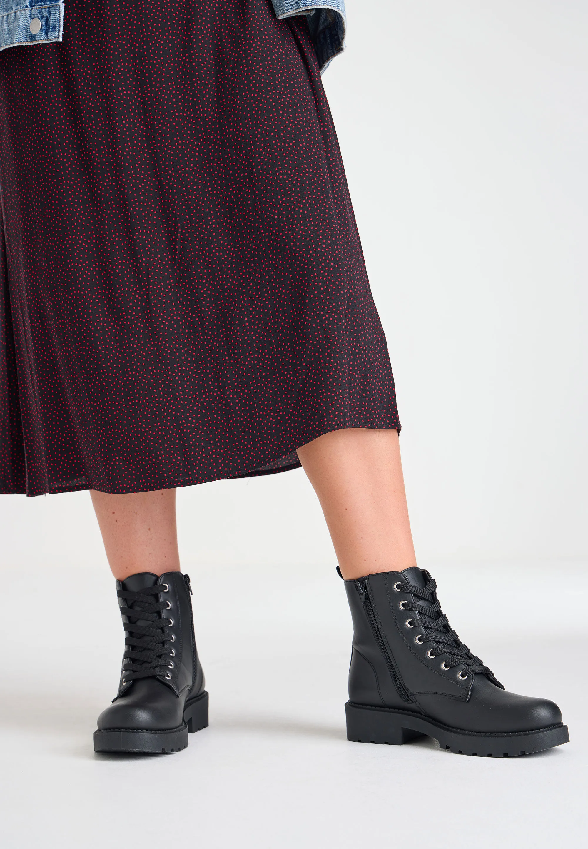 Womens Black Lace Up Ankle Boots