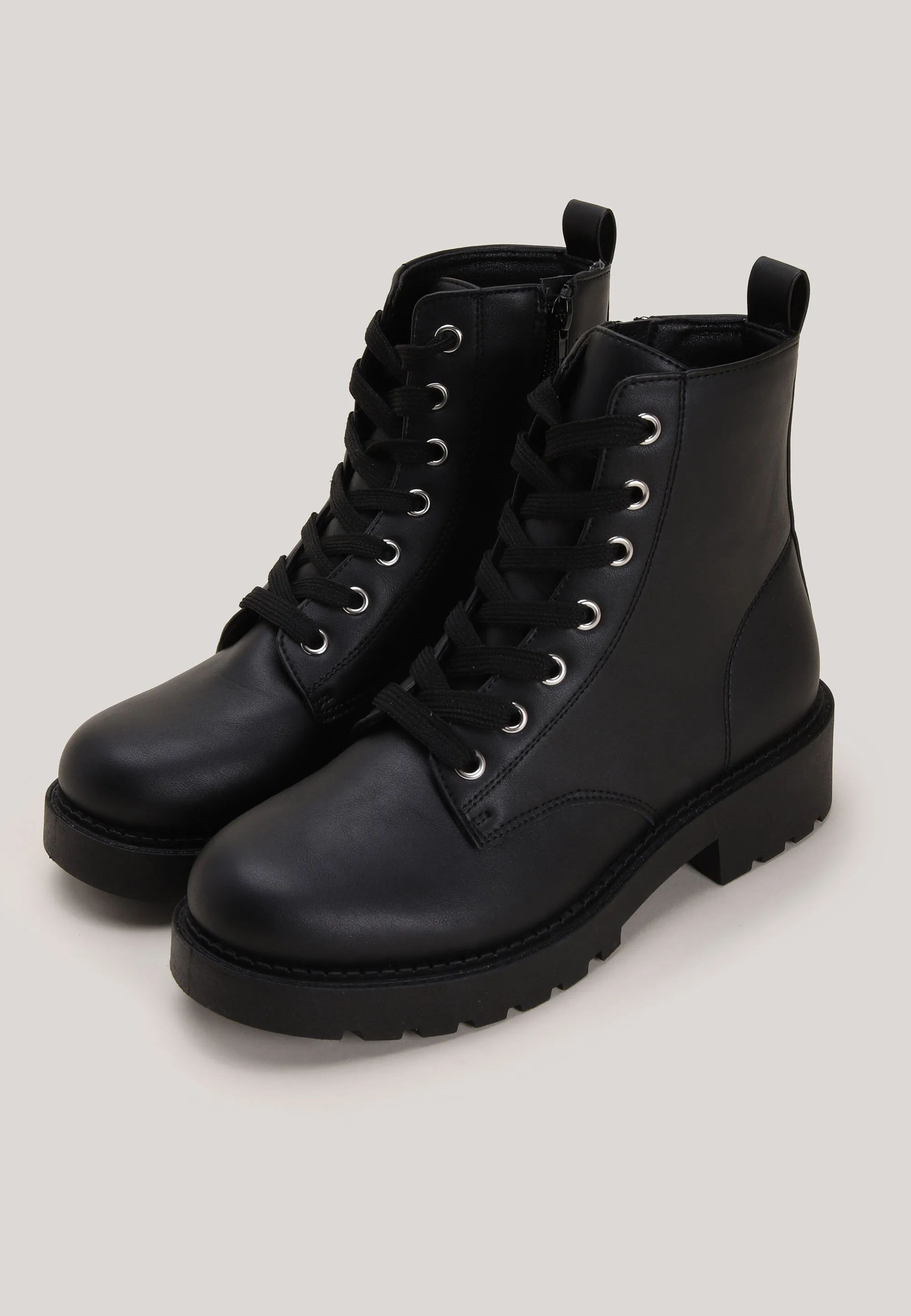 Womens Black Lace Up Ankle Boots