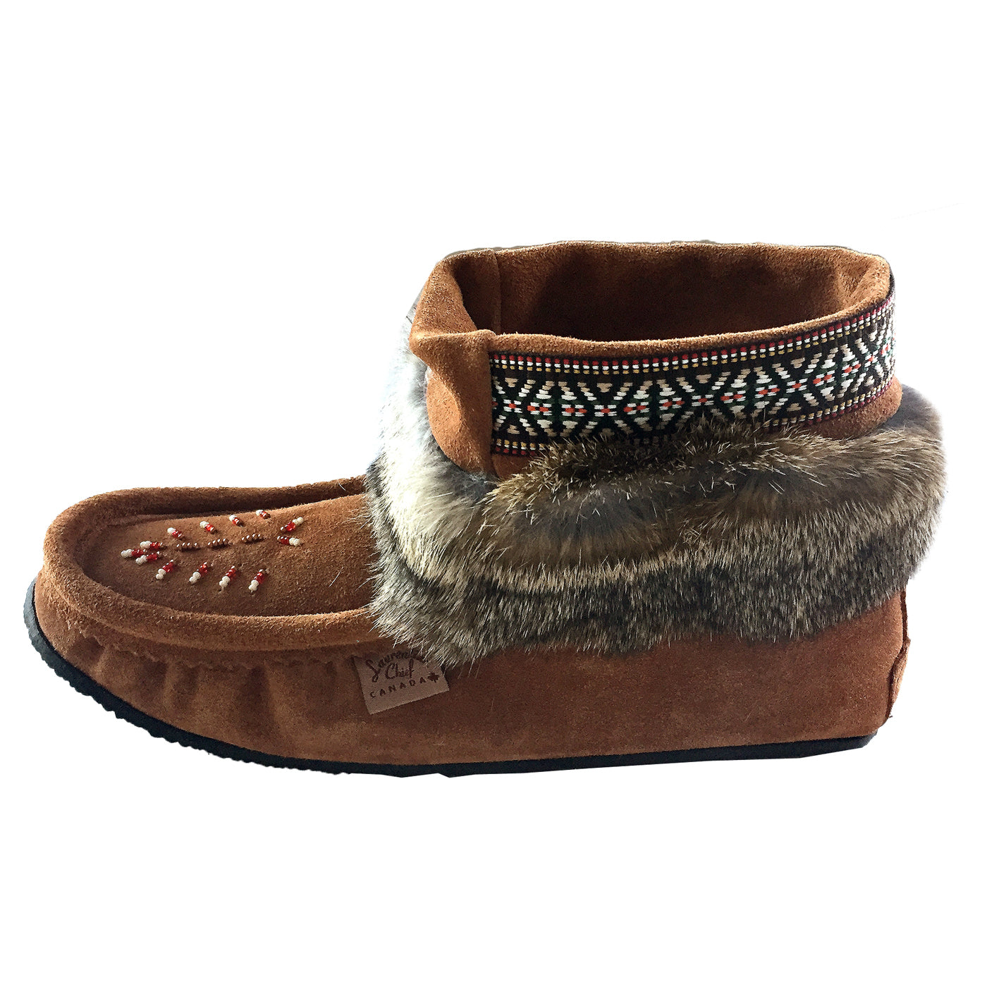 Women's Dark Tan Ankle Rabbit Fur Mukluks