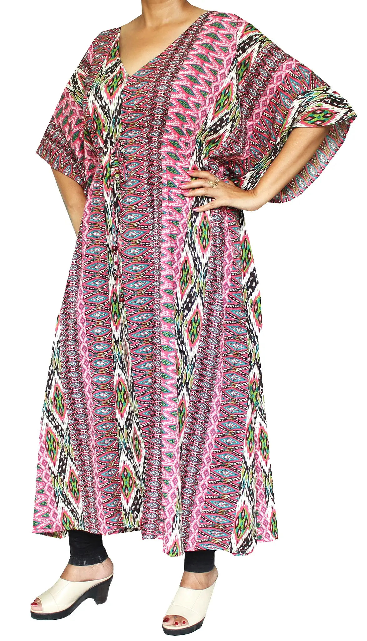 Womens Maxi Loungewear Caftan Tunic Printed Beach Dress