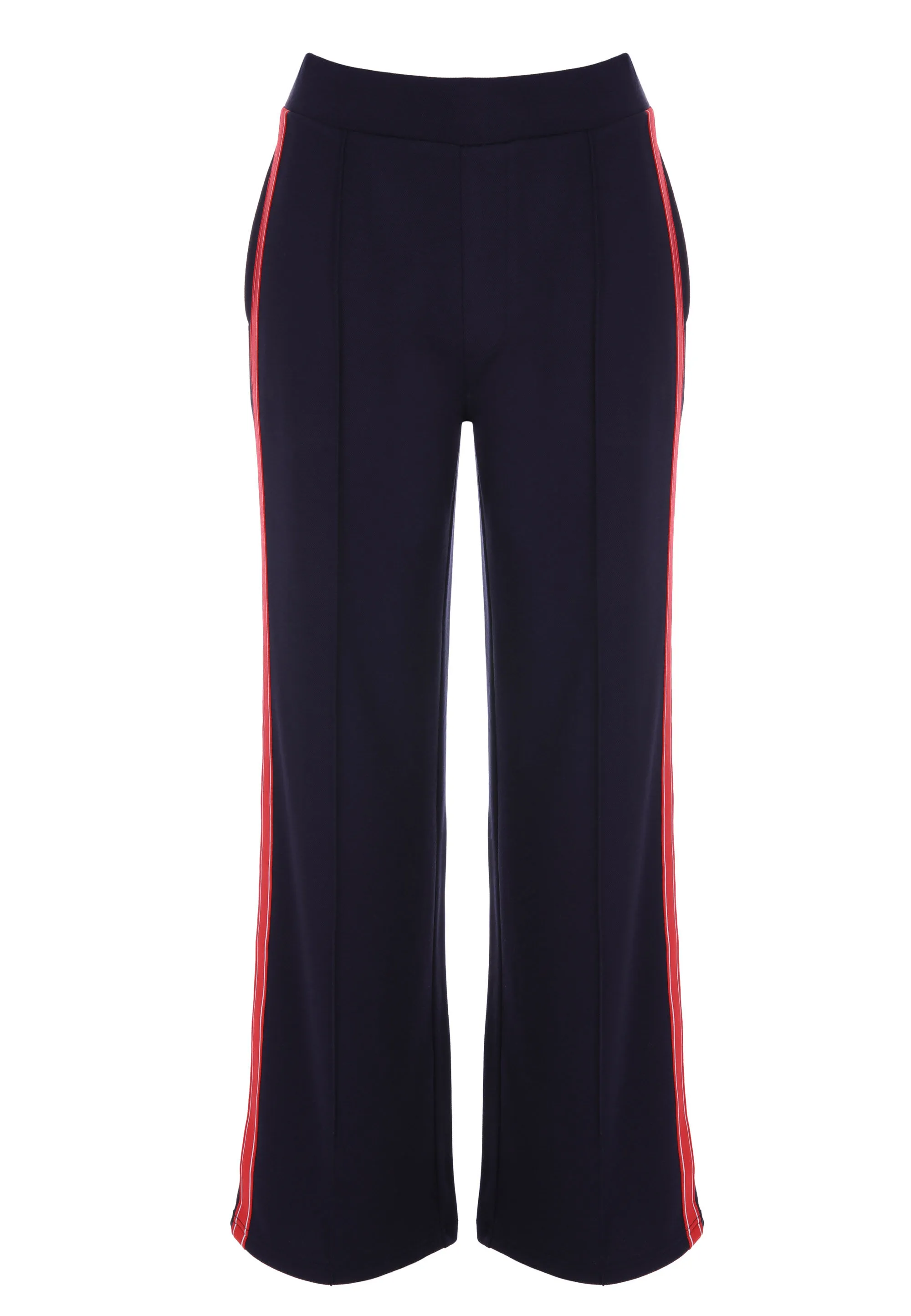 Womens Navy Stripe Wide Leg Trousers