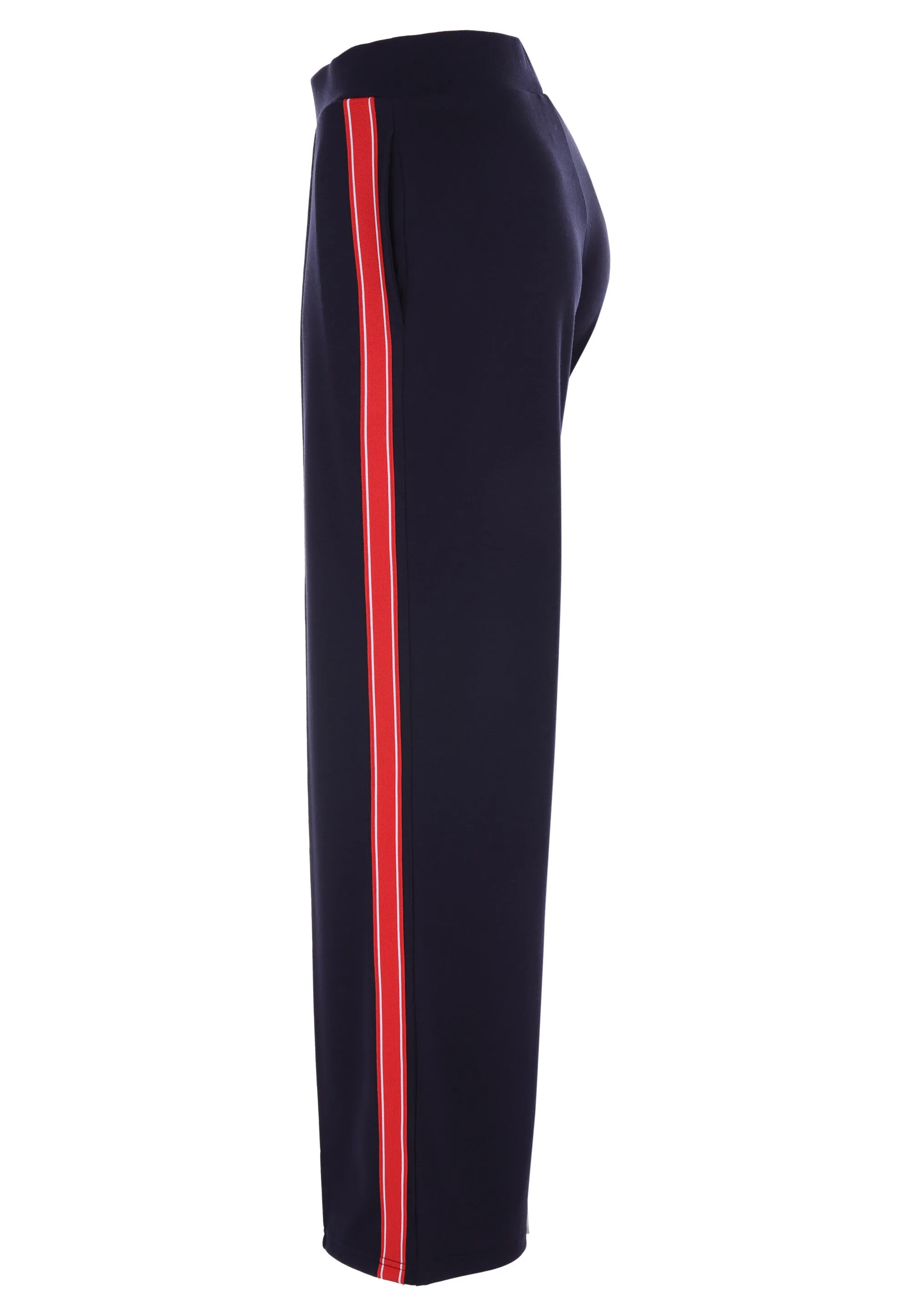 Womens Navy Stripe Wide Leg Trousers