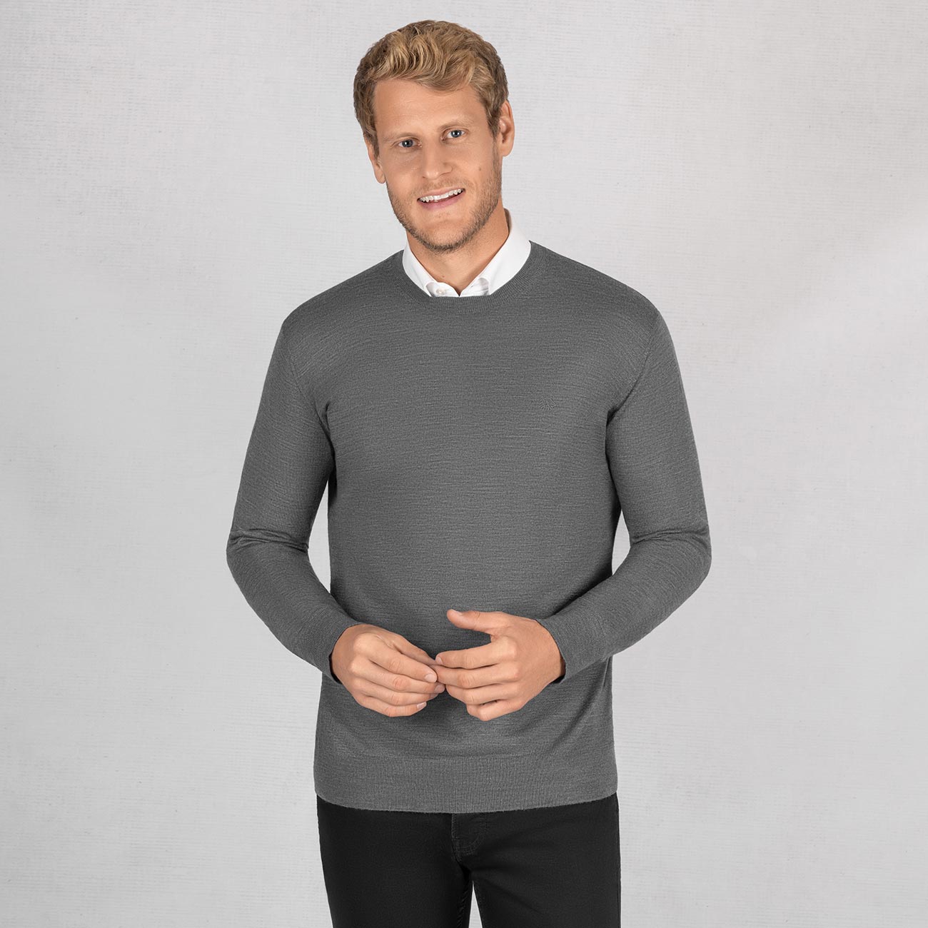 Wool Pullover Light Round Neck Men