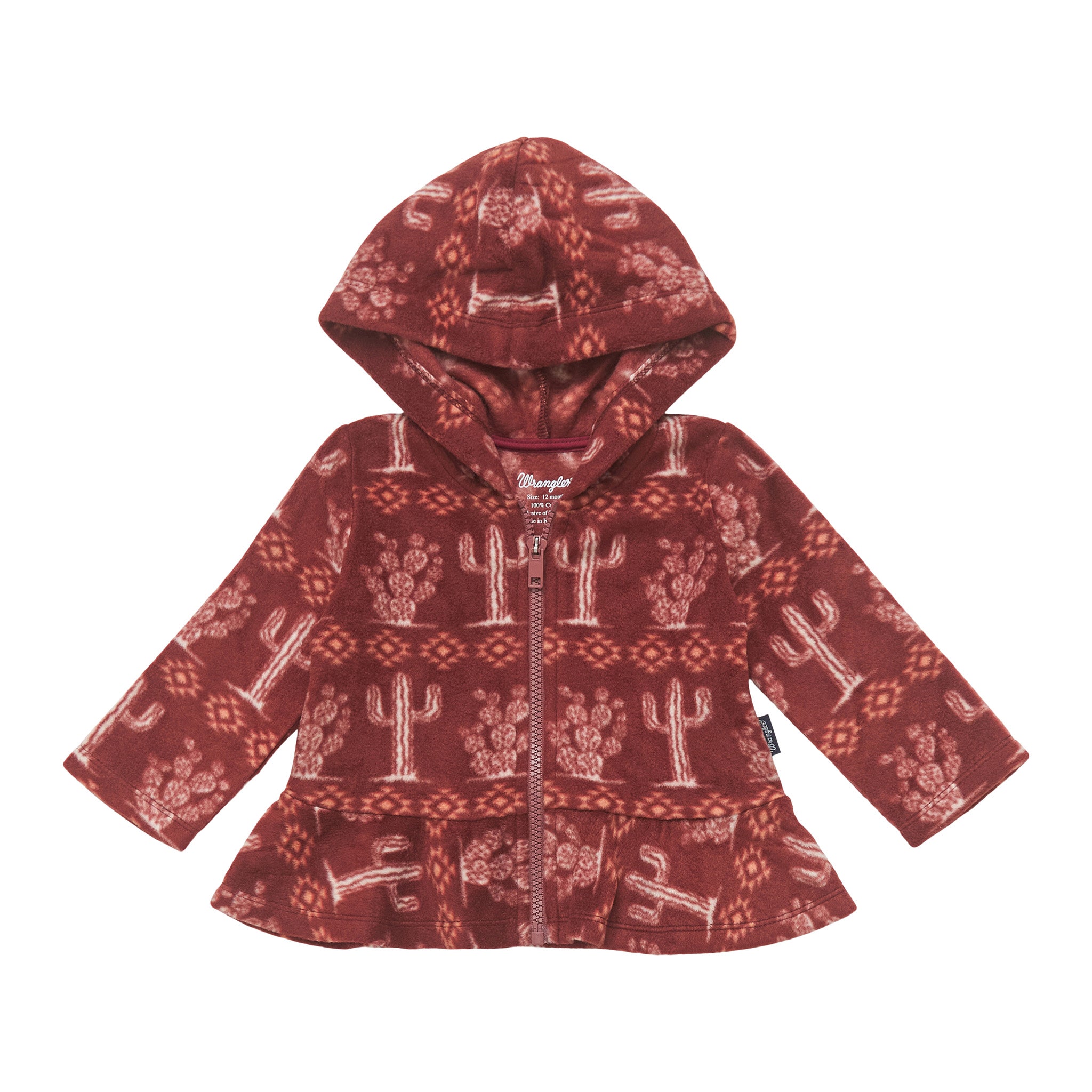 Wrangler Baby Girl's Burgundy Zip Up Fleece Hoodie