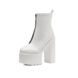 Zipper Platform Heel Boots